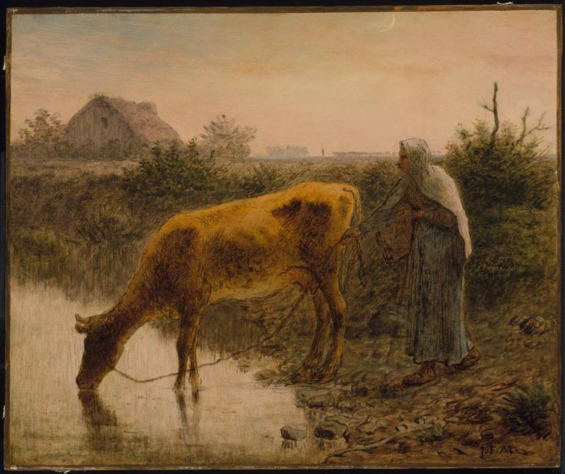 Peasant Watering Her Cow