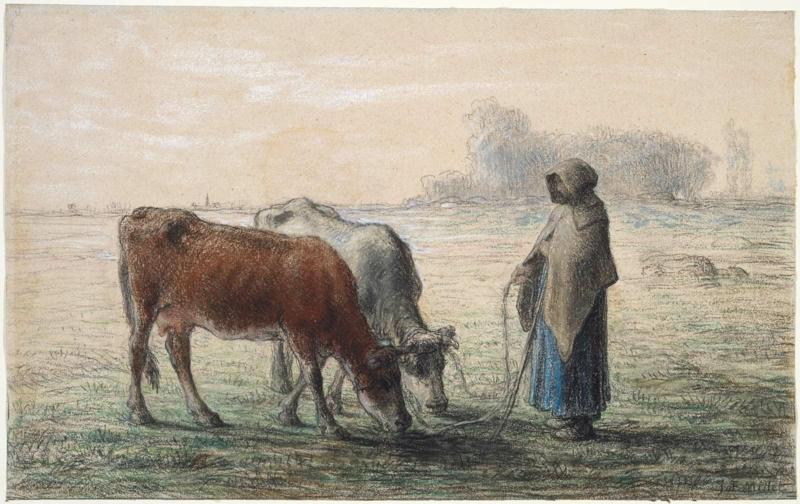 Peasant Girl with Two Cows