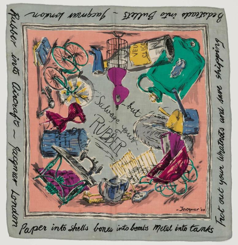Woman's scarf: "But salvage your rubber"