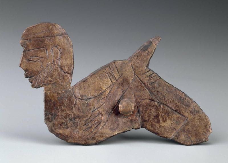 Plaque in the form of a bound prisoner