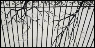 Fence, Trees, Raindrops