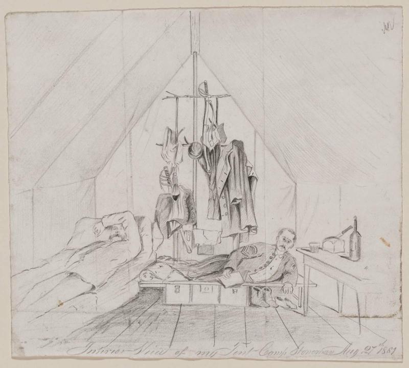 Interior View of my Tent, Camp Stoneman, Aug. 27th 1861