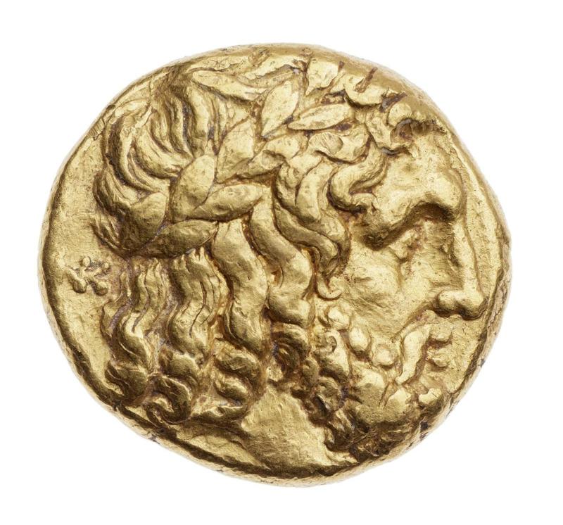 Stater of Taras (Tarentum) with head of Zeus, struck under Pyrrhos of Epiros