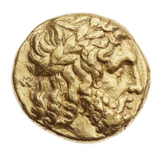 Stater of Taras (Tarentum) with head of Zeus, struck under Pyrrhos of Epiros