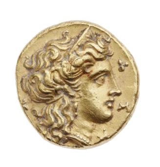 1/6 stater of Taras (Tarentum) with head of Persephone (?), struck under Alexander of Epiros