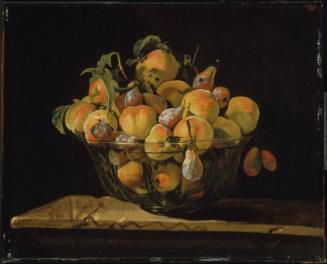 Peaches and Pears in a Glass Bowl