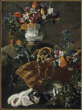 Still Life with Flowers, Vegetables, and Pigeons