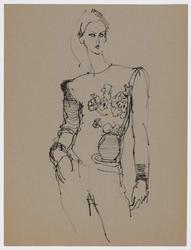 Female model in floral sweater 