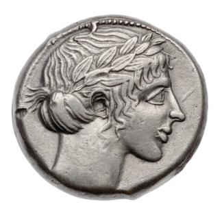 Tetradrachm of Leontinoi with head of Apollo