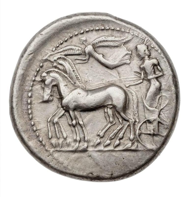 Tetradrachm of Syracuse with quadriga