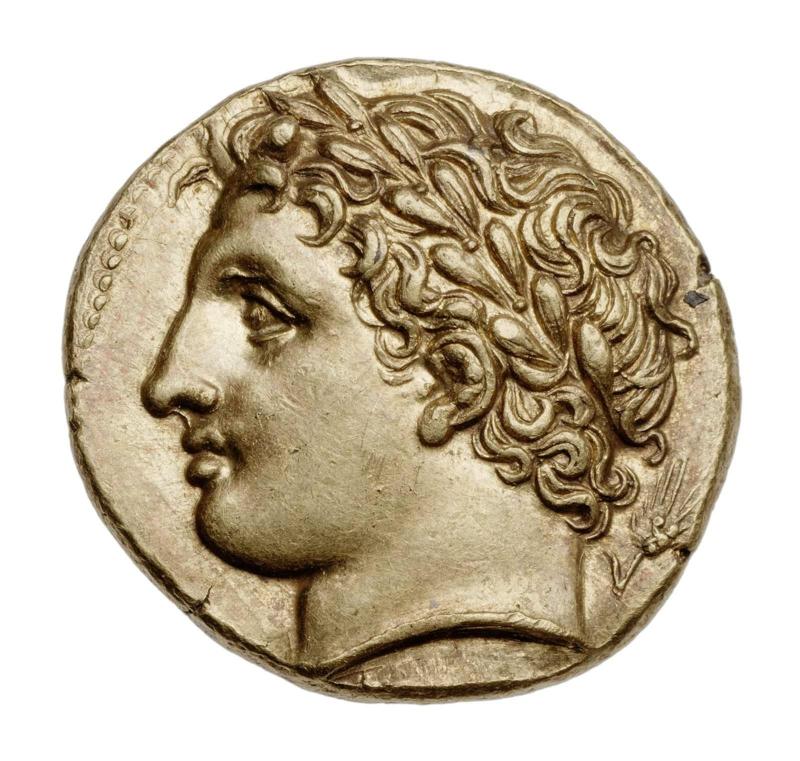 Drachm of Syracuse with head of Apollo, struck under Agathokles