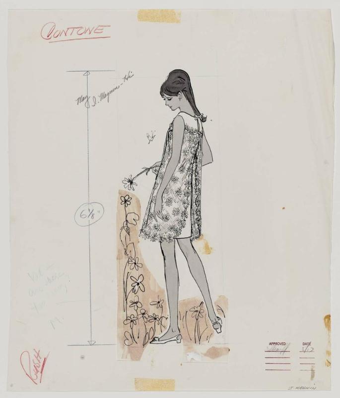 Woman in a Floral Sheath with Flower