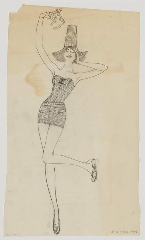 Woman in Swimsuit aqnd Pillbox Hat