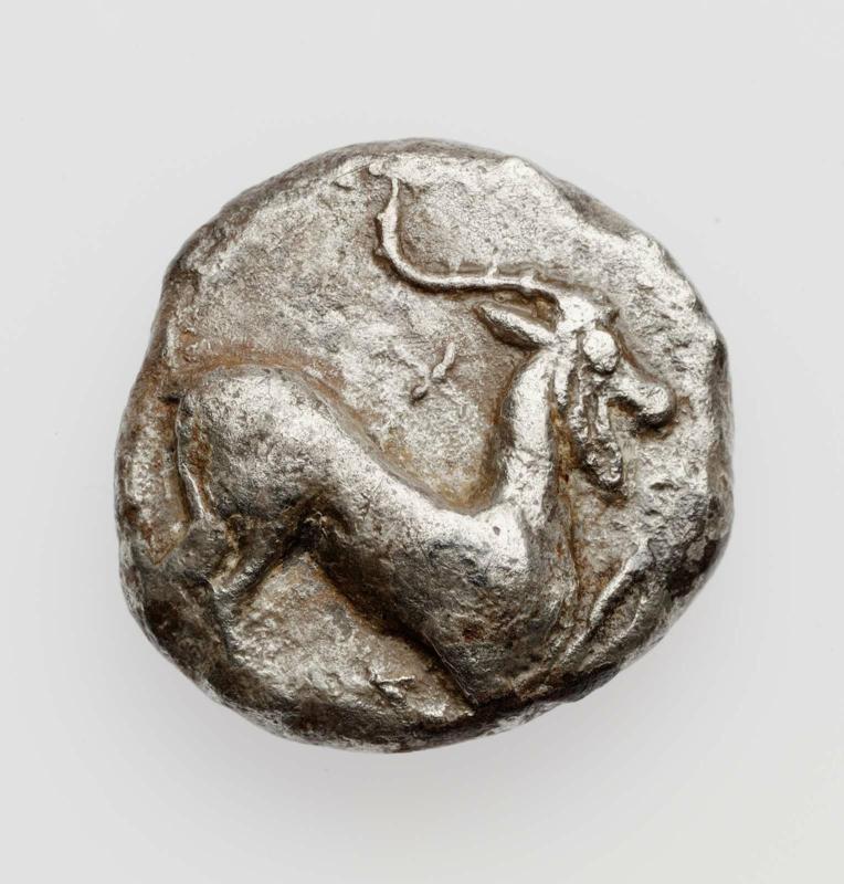 1 1/2 stater of Thraco-Macedonian tribe or city with kneeling goat