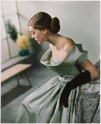 Model in Grey Dress