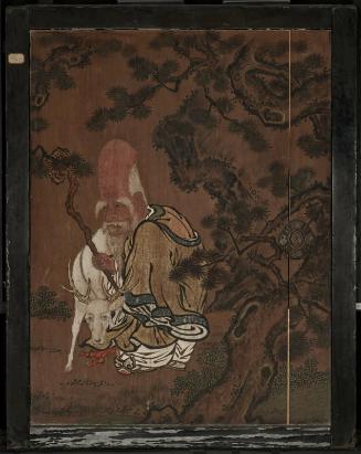 Fukurokuju, One of the Gods of Good Fortune, and Deer
