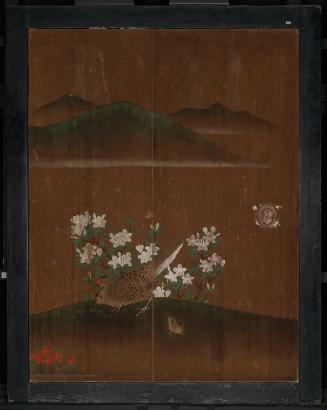 Attendant with Tray of Peaches and Pine Branches