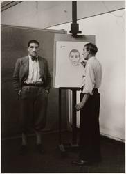 Heinrich Hoerle, Drawing a Portrait of Boxing Champion Hein Domgorgen