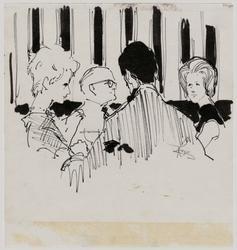 Marella Agnelli, Truman Capote, and Bunny Mellon, with unidentified man, lunching at Lafayette the day after Capote's Black and White ball