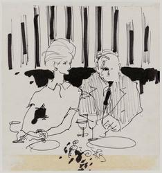 Babe Paley and Randolph Churchill lunching at Lafayette the day after Capote's Black and White ball