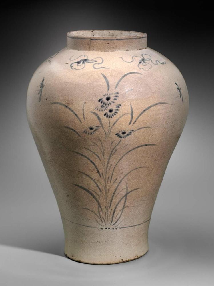 Jar with orchid design