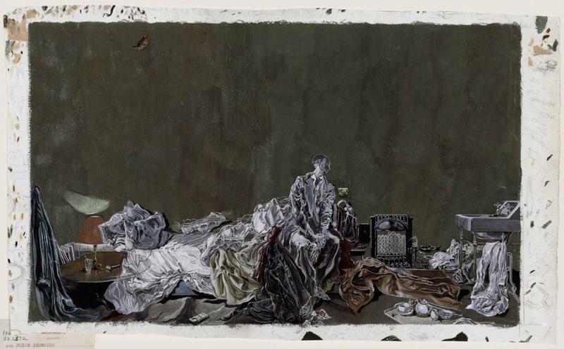 Wounded Man in a Bed Sitting Room