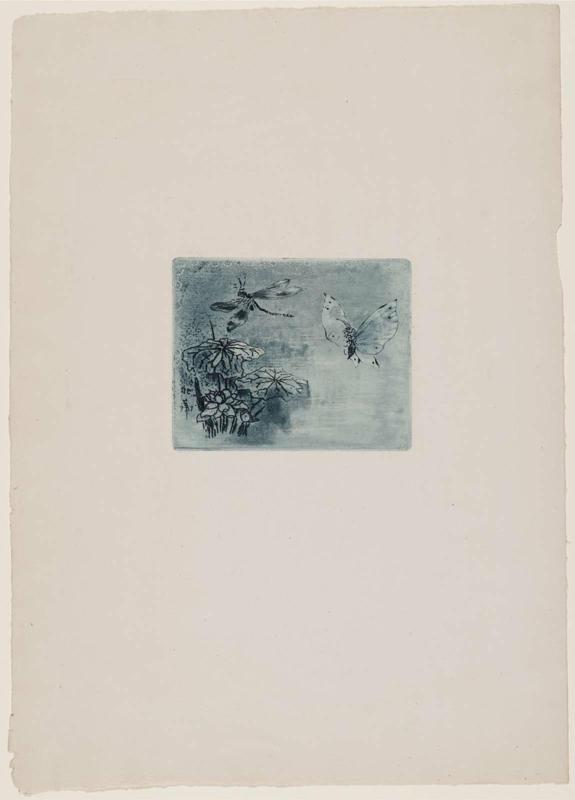 Bookplate with Butterfly and Dragonfly