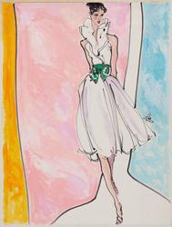 Female model in white organza dress