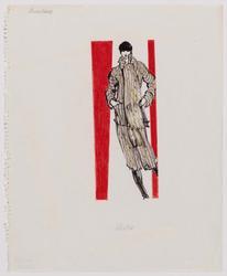 Female model in coat with scarf