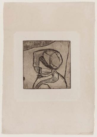 Breton woman with cap, seen from back
