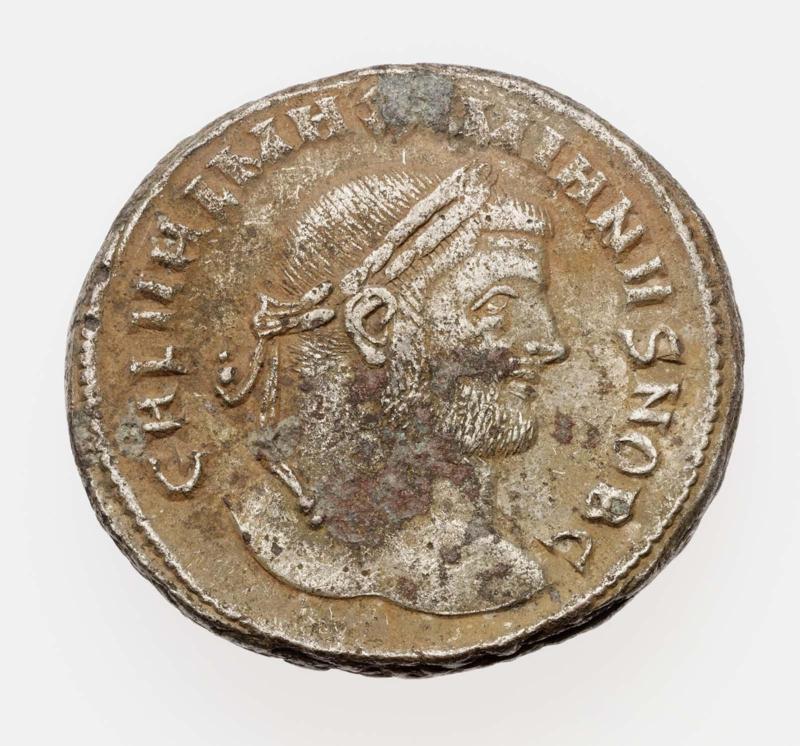 Follis with bust of Galerius, struck under Diocletian and Maximian I Herculius