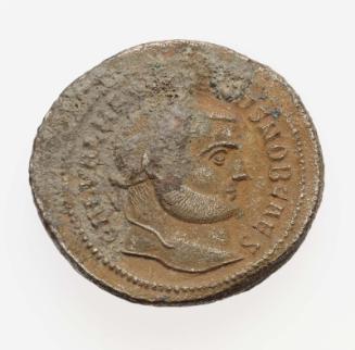 Follis with bust of Galerius, struck under Diocletian and Maximian I Herculius