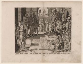 Saul Casting a Javelin at David