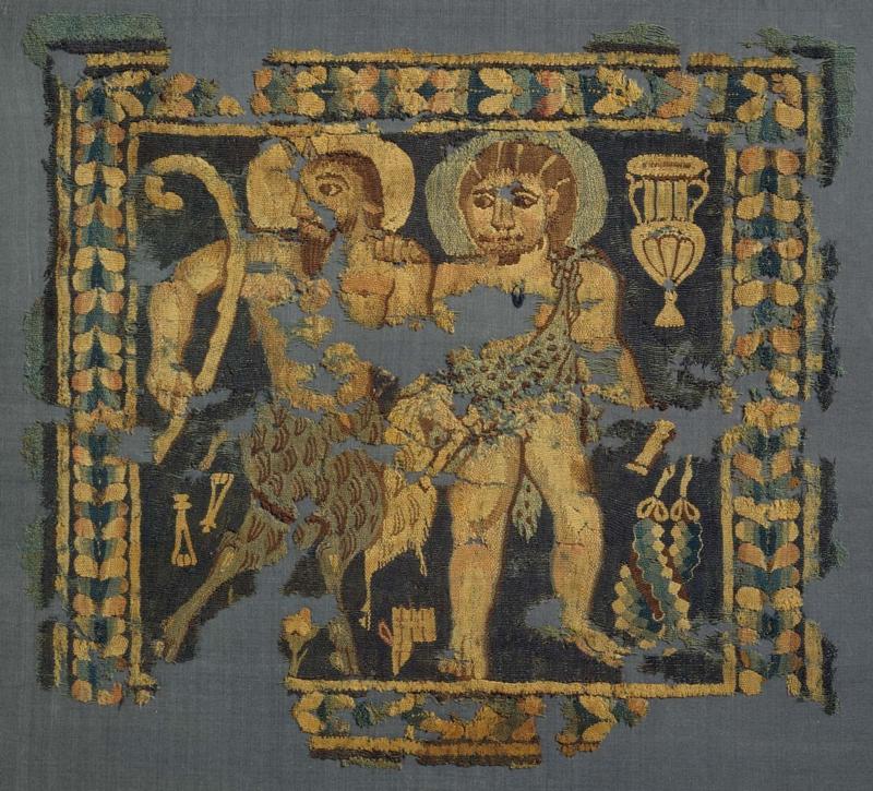 Tapestry fragment with Pan and Dionysos