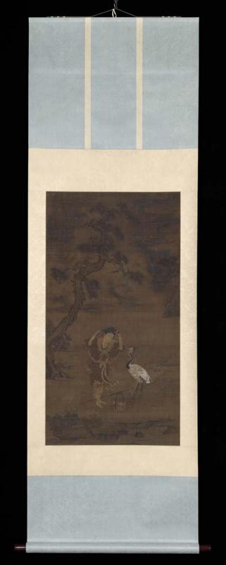 The Daoist immortal Magu with a crane and flower basket