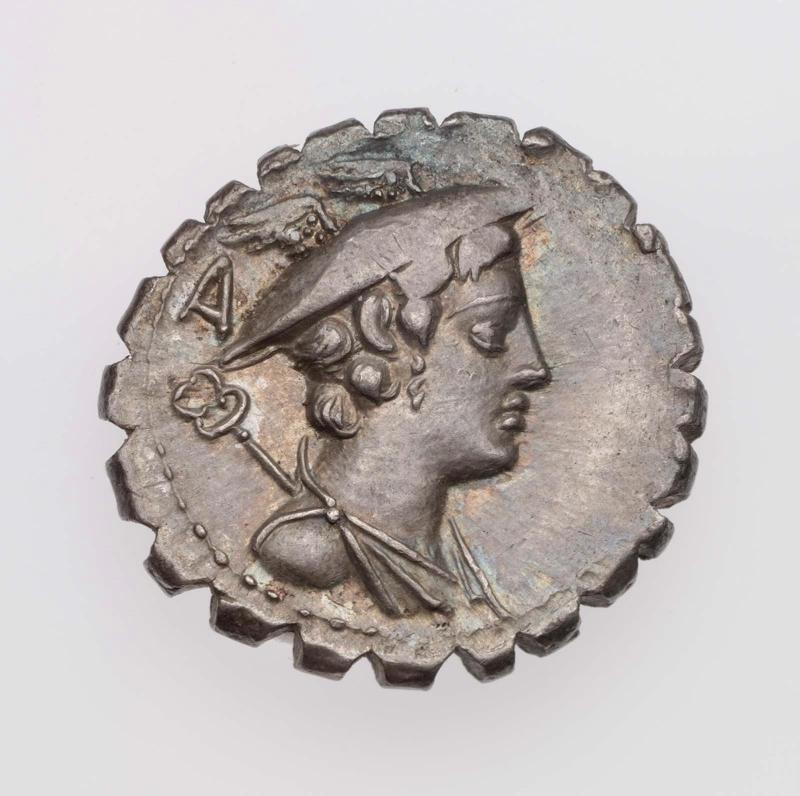 Denarius with bust of Mercury, struck under C. Mamilius Limetanus