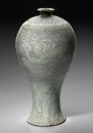 Prunus vase with dragon and chrysanthemum florets