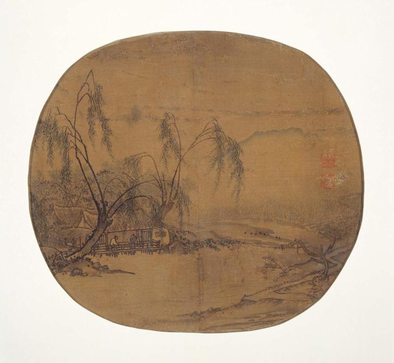 Lake retreat among willow trees
