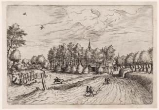 Farm, Horseman and Walkers in the Foreground  (from the series (from the series PRAEDIORUM VILLARVM ET RVUSTICARVM CASVLARVM ICONES ELEOANTISSIMAE AD VIVVM IN APRE DEFORMATAE...