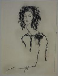 Loretta Young in Jean Louis dress with feathered hat