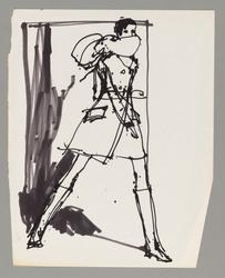 Female model in tweed coat with scarf