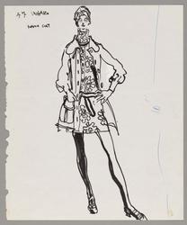 Female model in #47 – floral mini-skirt and turtleneck