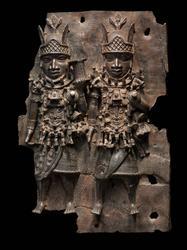 Relief plaque showing two warriors