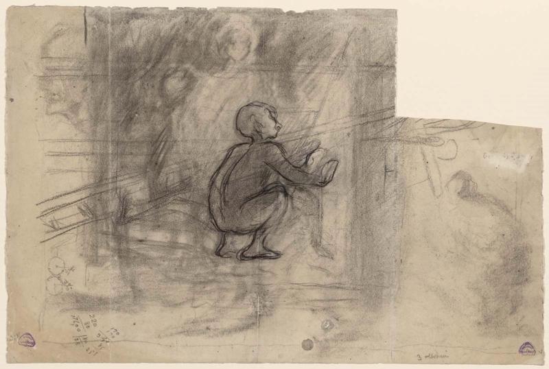 Crouching Boy, Heating his Hands by the Fire