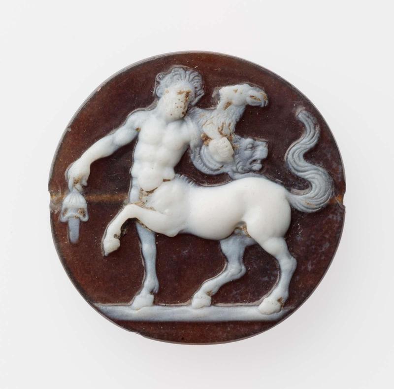 Cameo with centaur holding a goat on his shoulder