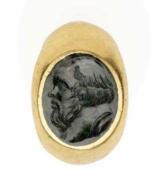 Ring with oval gem with bust of Socrates