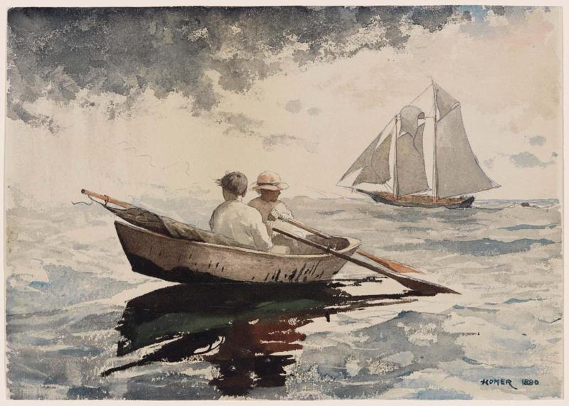 Two Boys Rowing