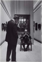 Ivan Dmitri Photographing Perry Rathbone (with Rogier van der Weyden painting in the background)