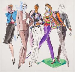 Five female models in evening suits – color 