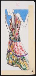 Female model in halter-necked print sundress